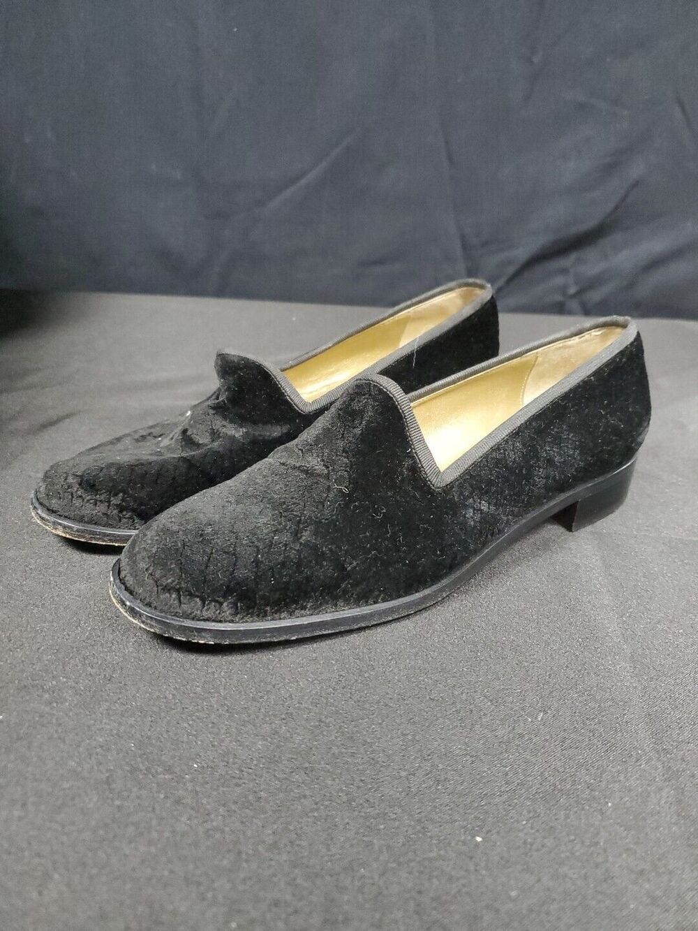 YSL Yves Saint Laurent Black Calf Hair Slip-On Loafers Shoes Women's Size 6